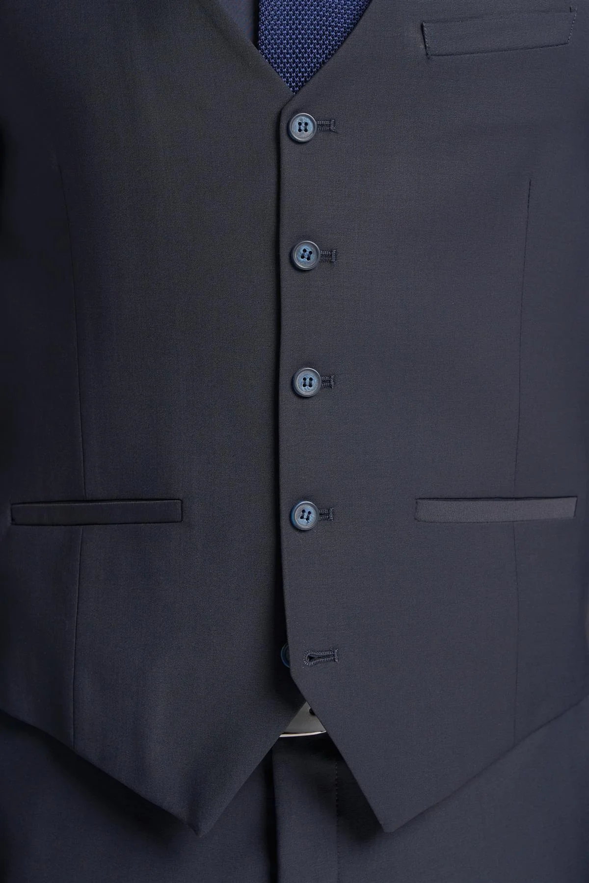 Bond Wool Rich Midnight Navy Waistcoat - Image 4
