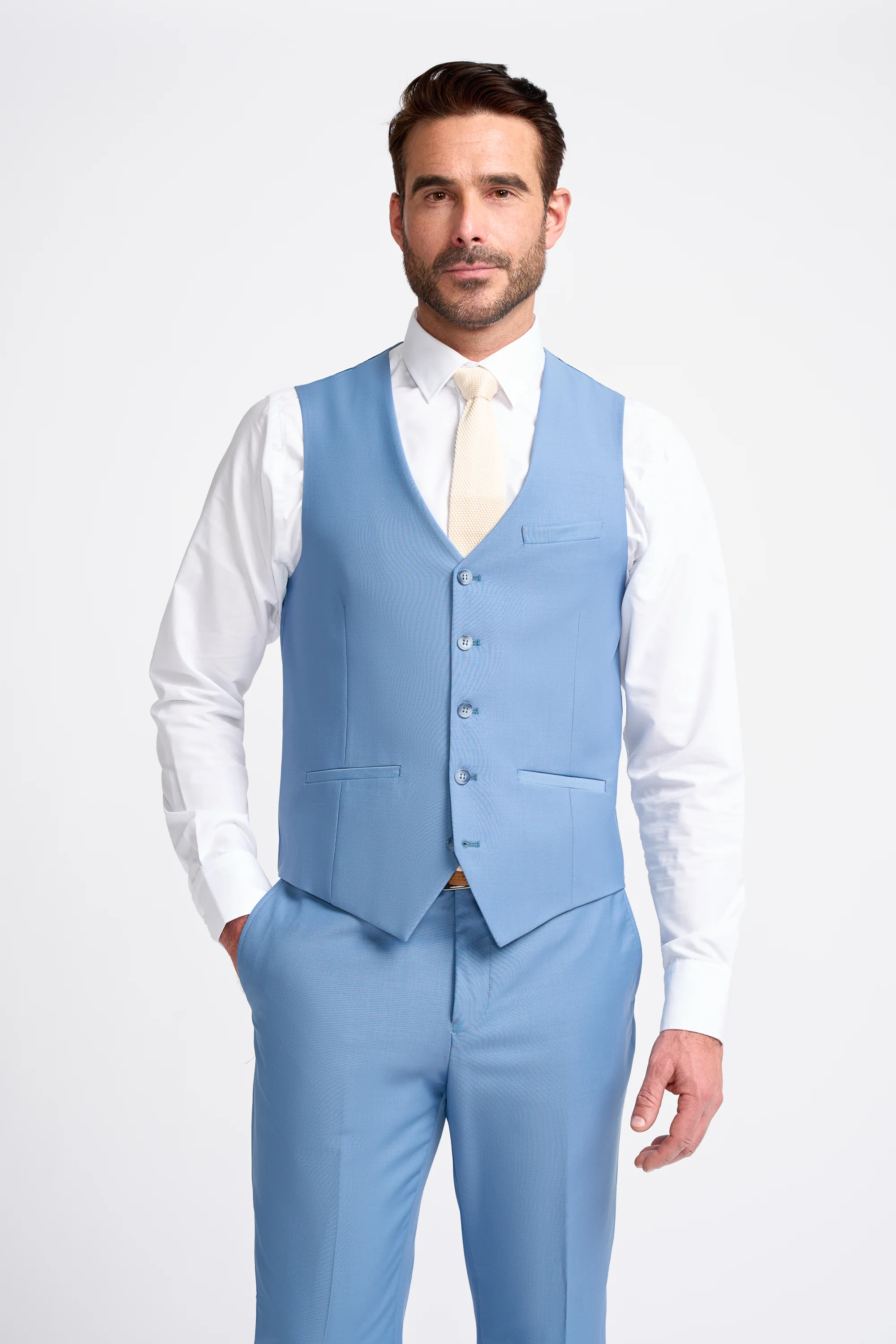 Bond Wool Rich Ocean Blue Three Piece Suit - Image 5