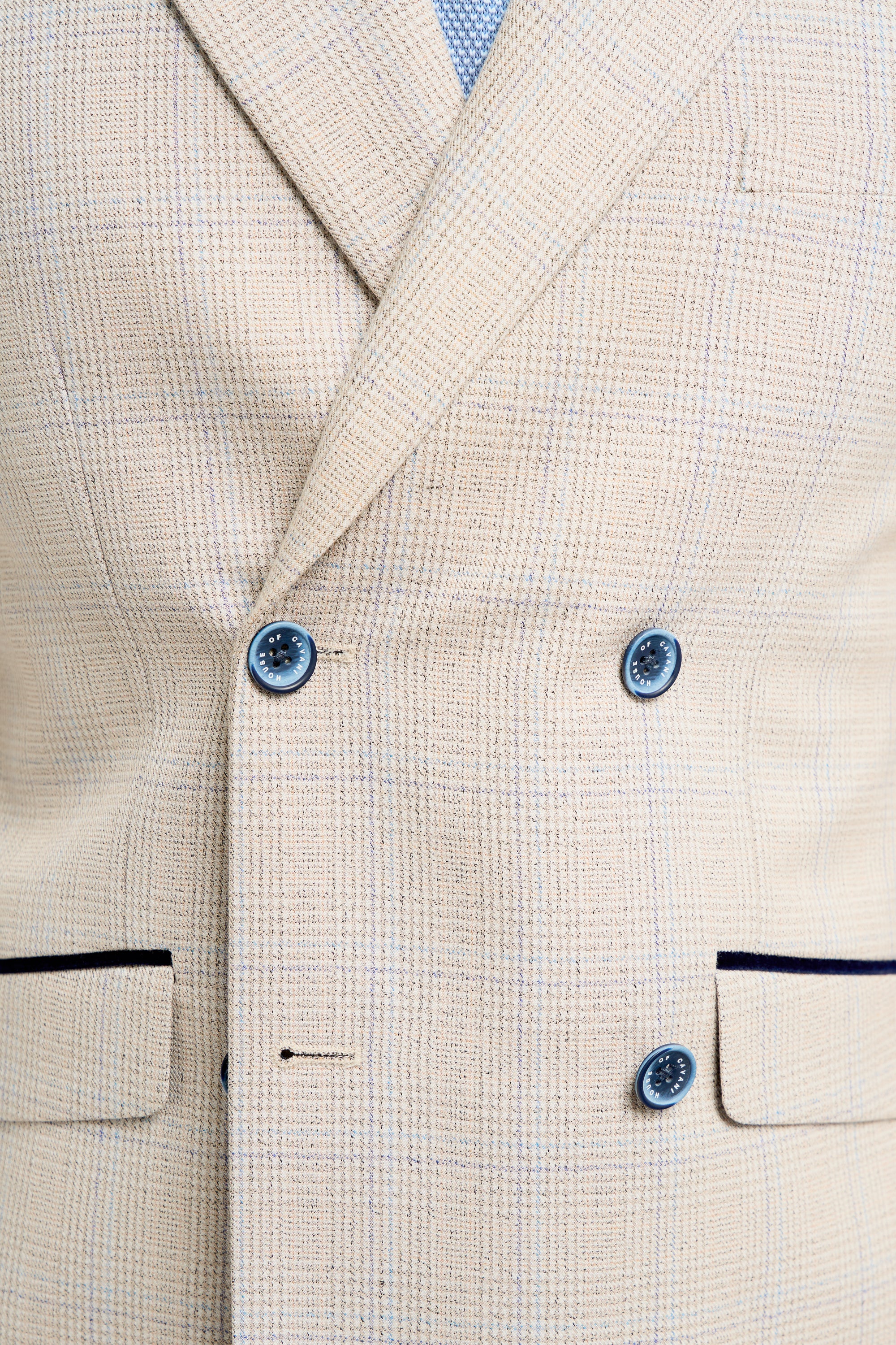 Caridi Beige Check Double Breasted Two Piece Suit - Image 4