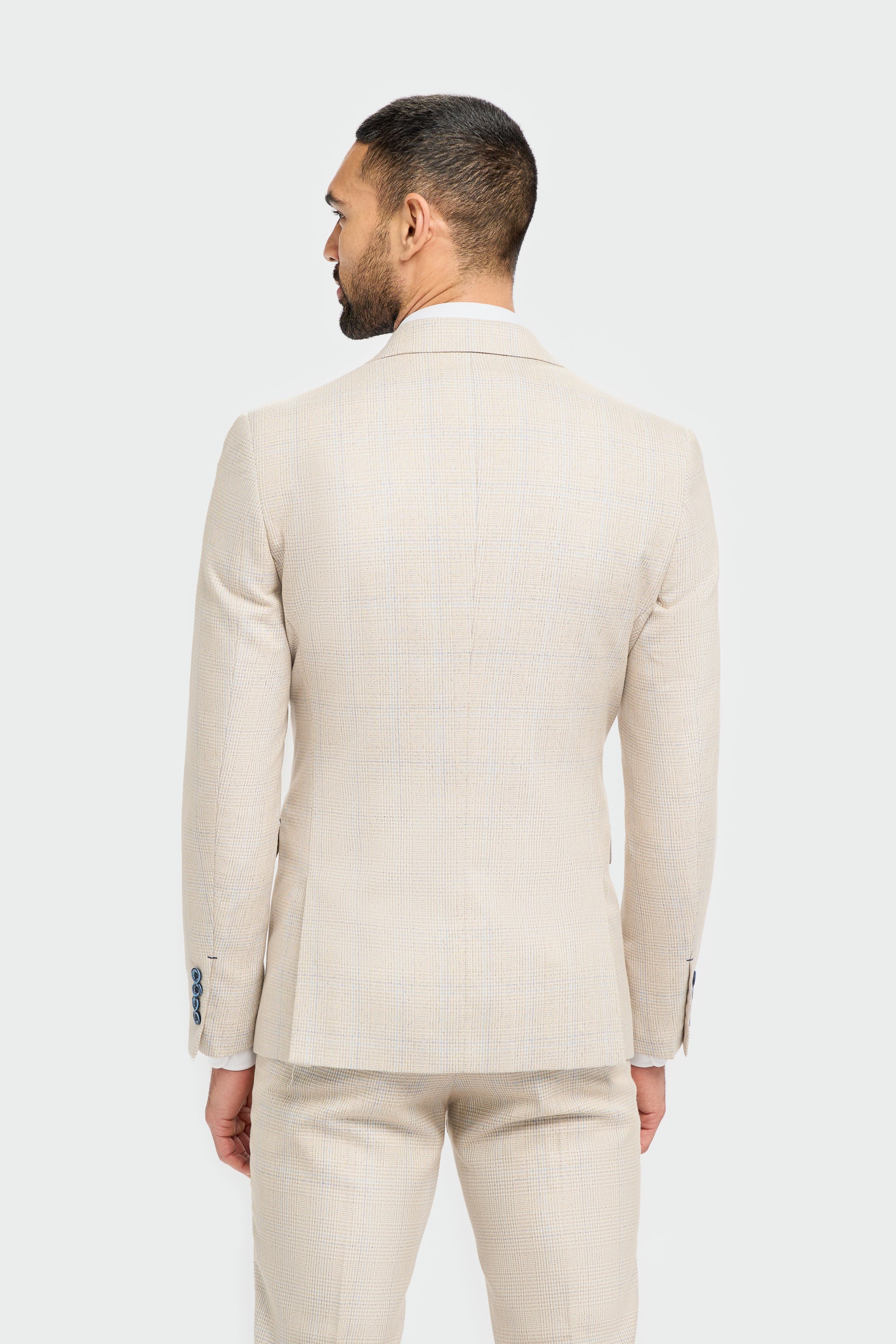 Caridi Beige Check Double Breasted Two Piece Suit - Image 5