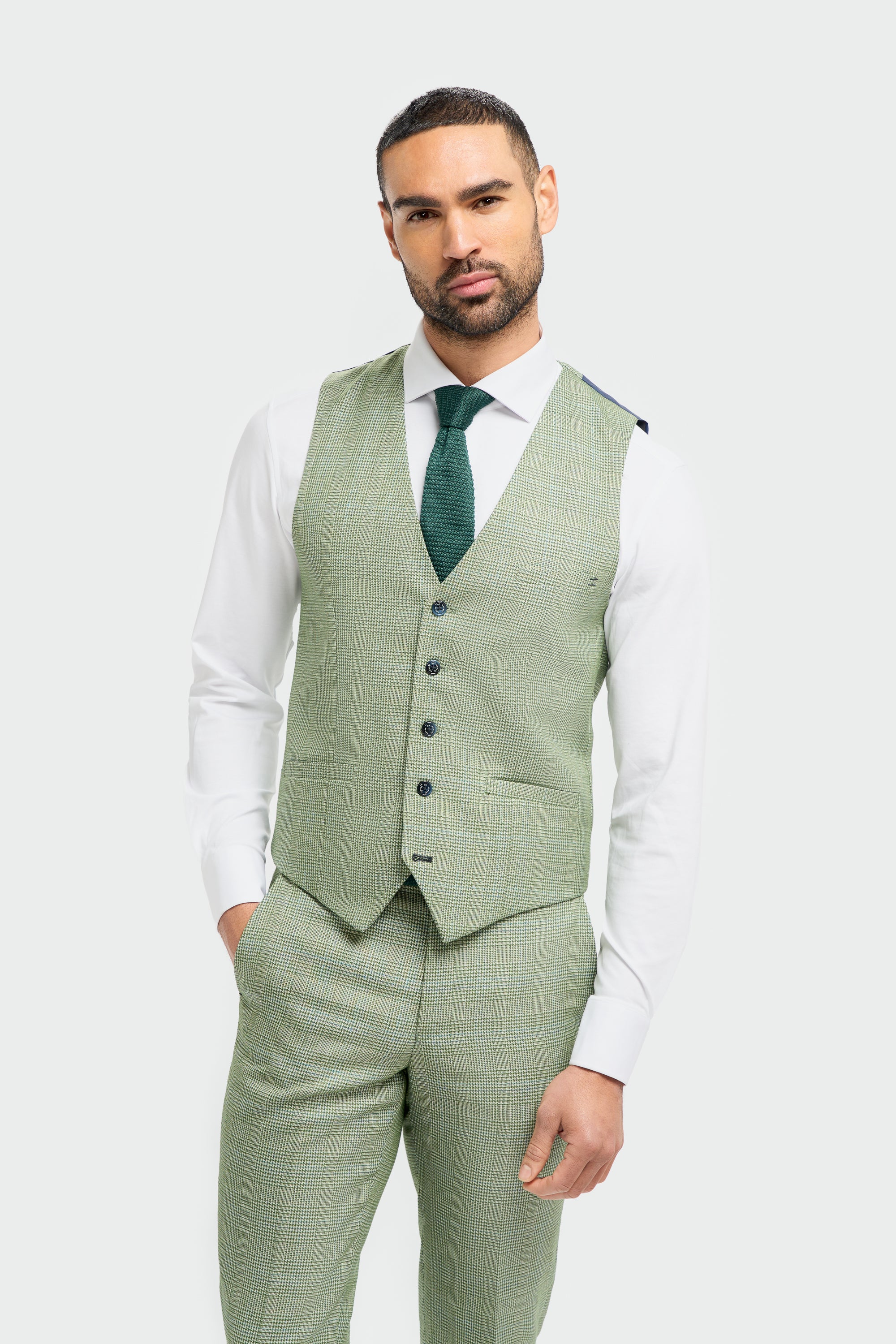 Caridi Sage Regular Check Three Piece Suit - Image 6