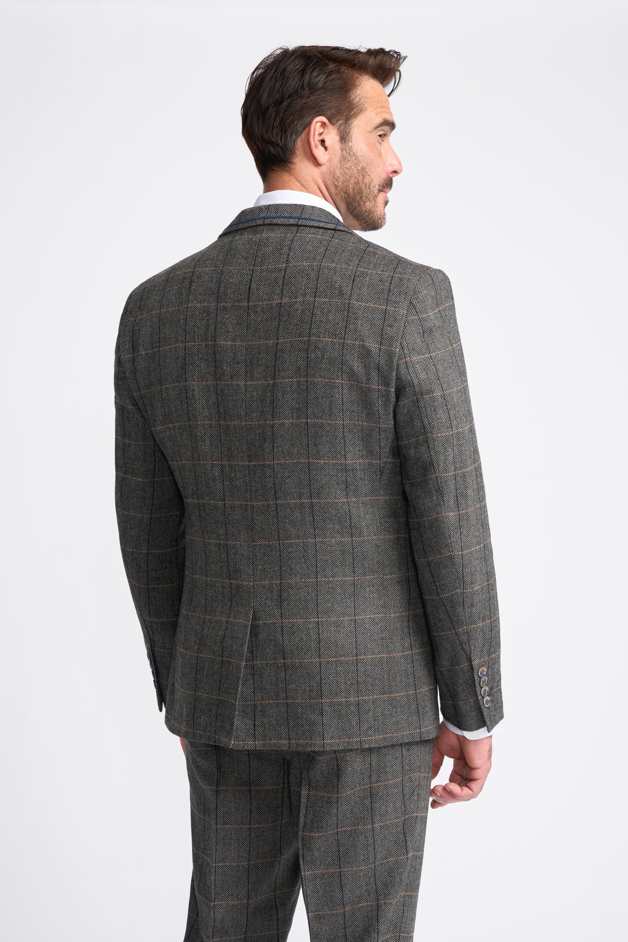 Grey Short Tweed Three Piece Suit - Image 3