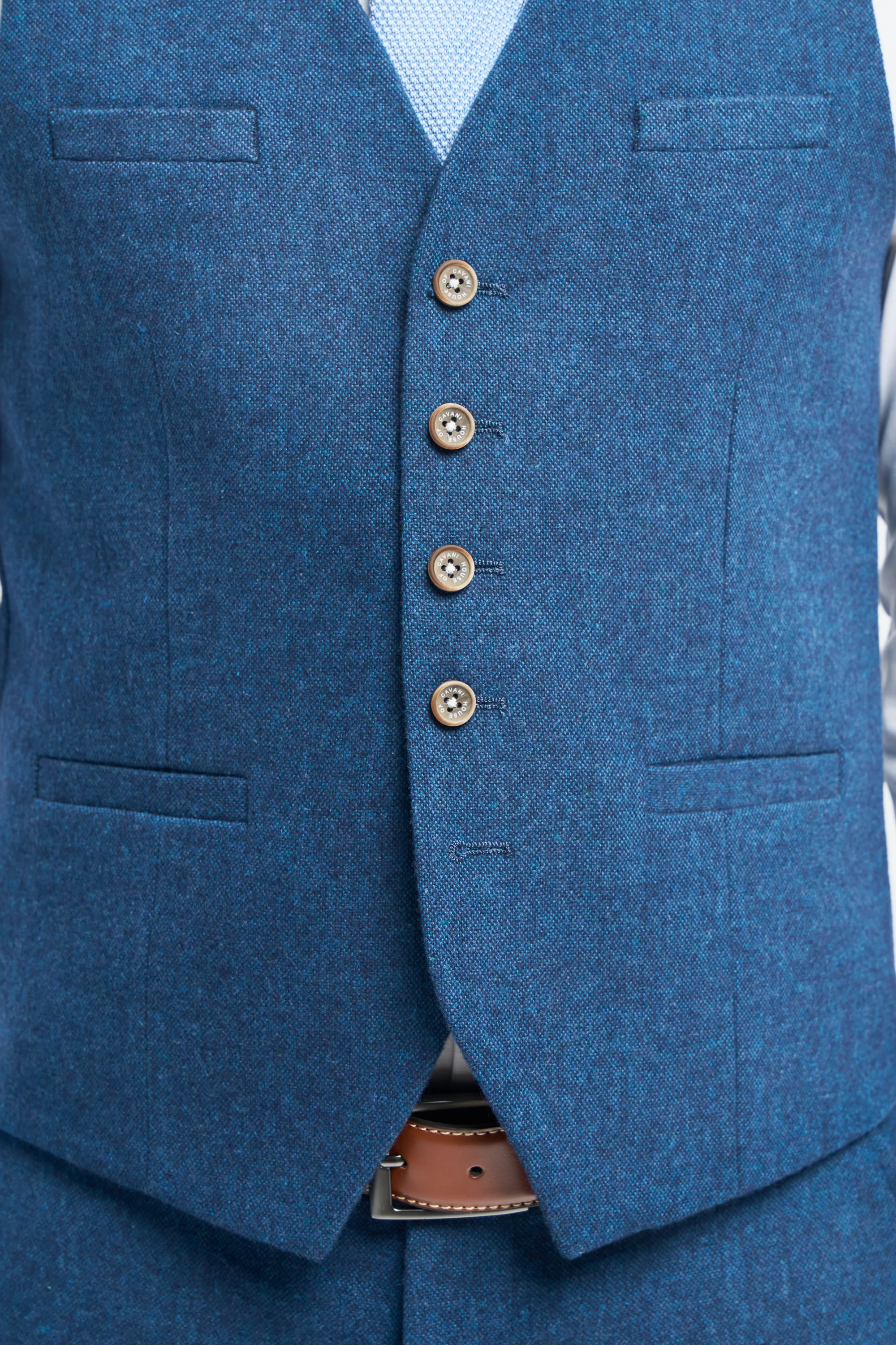 Blue Tweed Waistcoat - Image 4