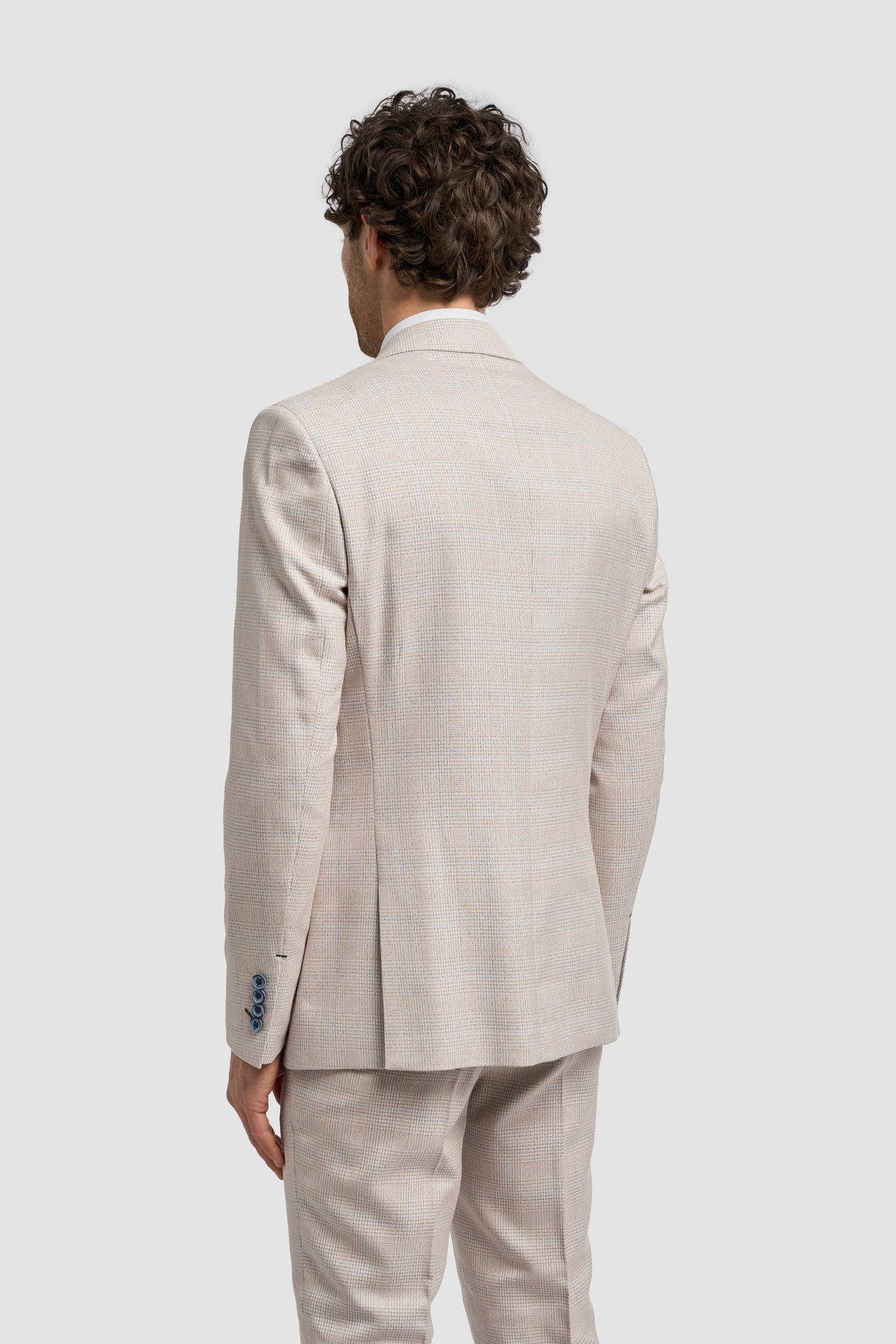 Caridi Beige Short Check Three Piece Suit - Image 3