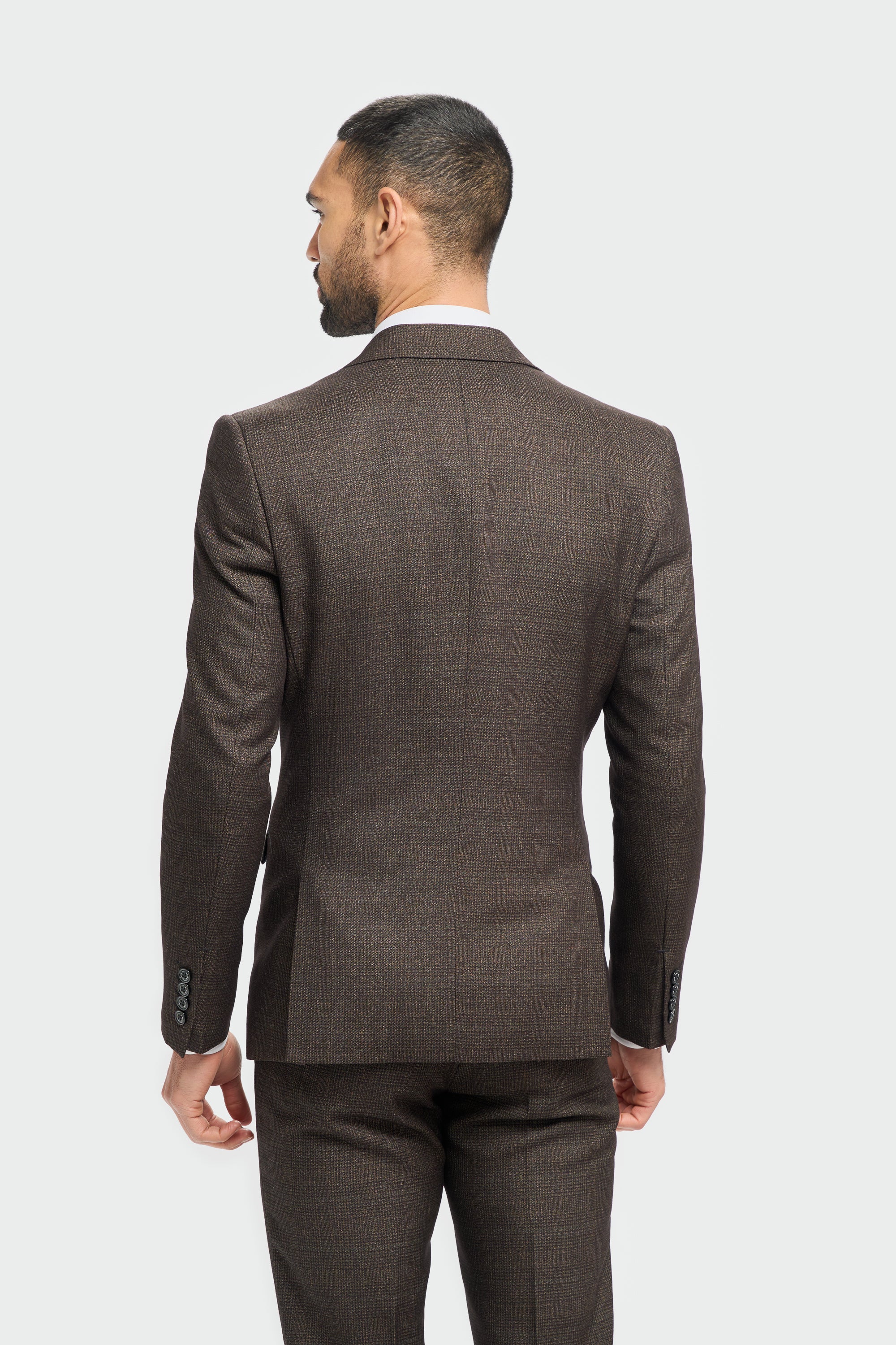 Caridi Brown Regular Check Three Piece Suit - Image 4