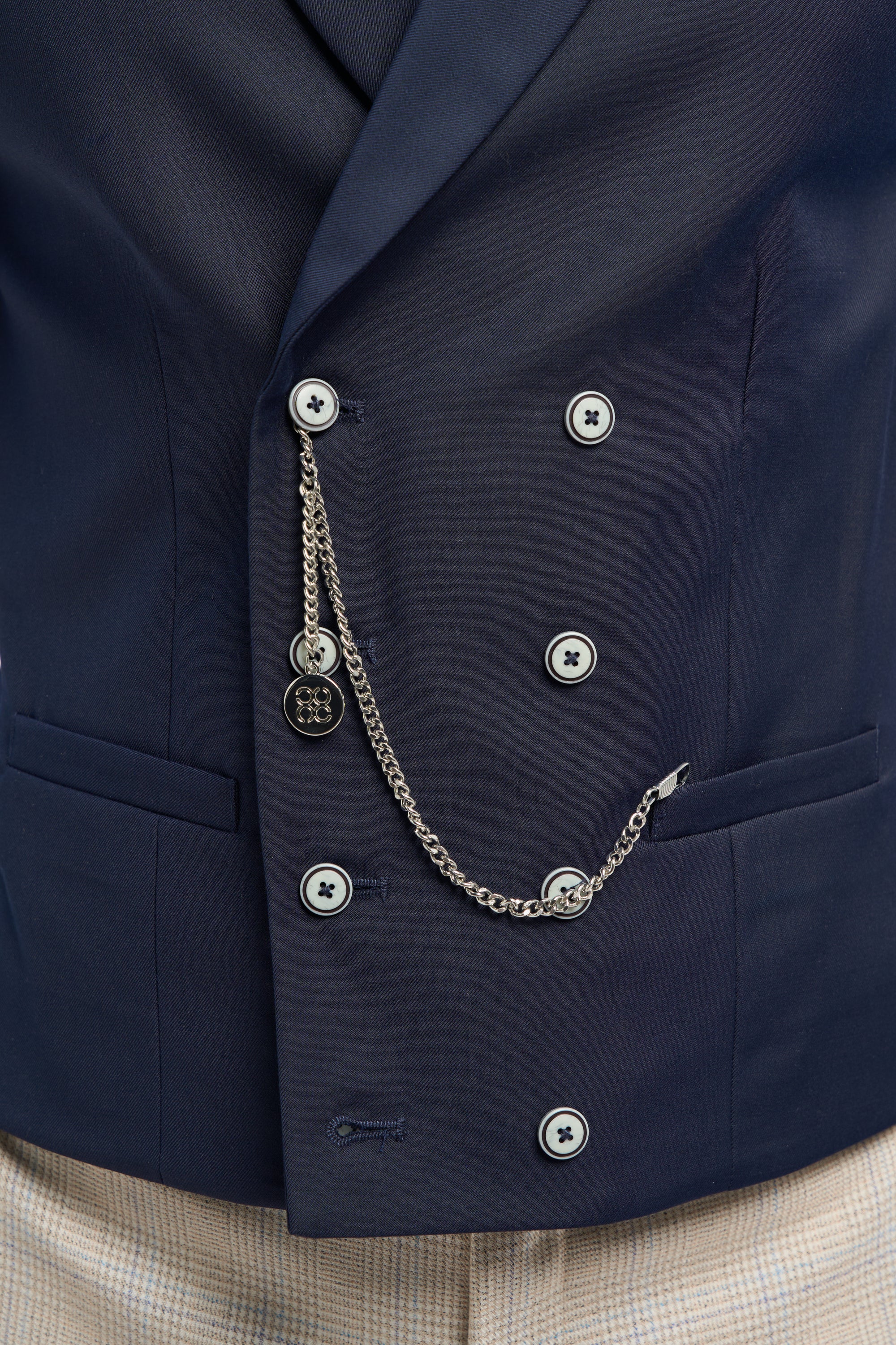 Lennox Navy Double Breasted Waistcoat - Image 3