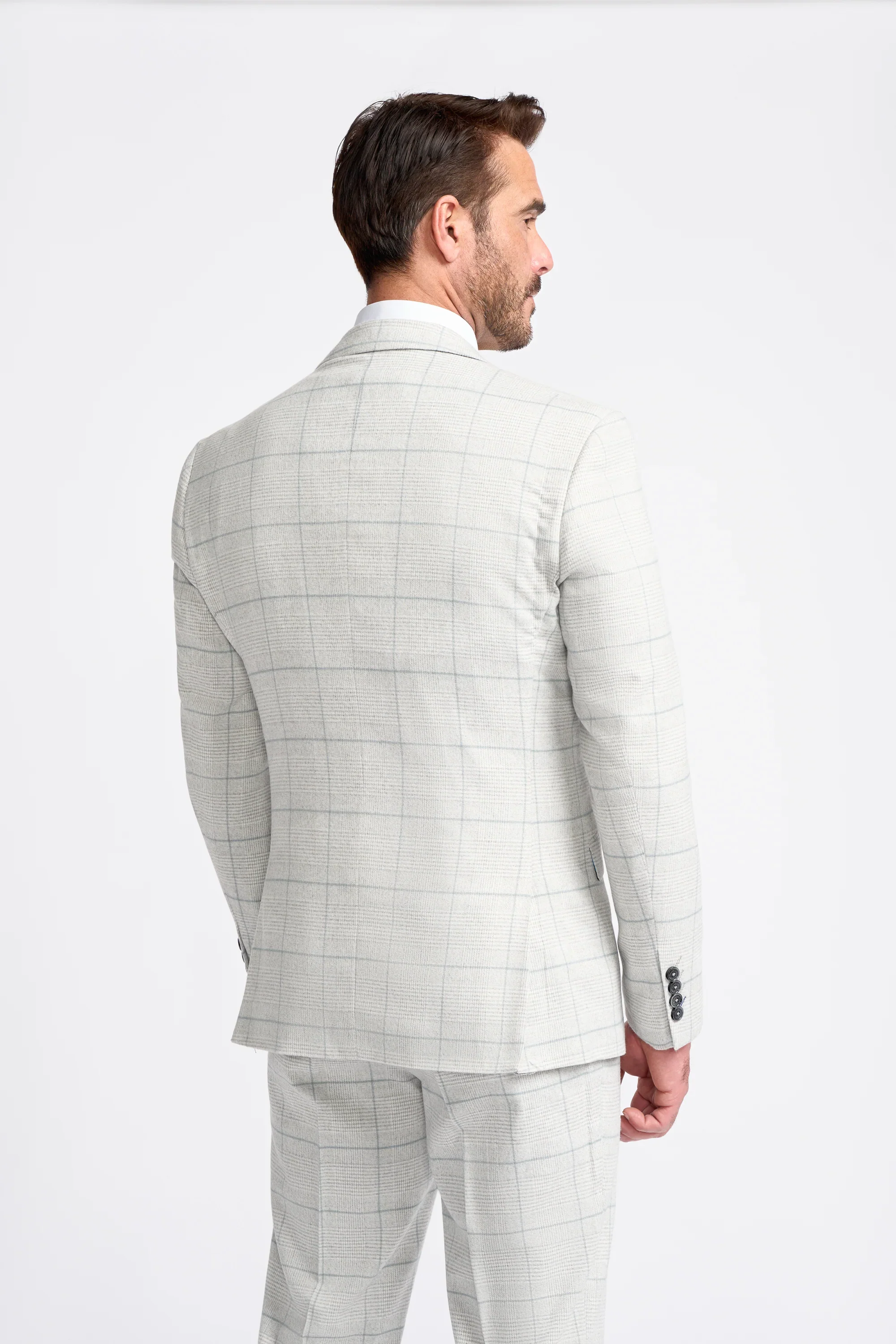 Light Grey Check Three Piece Suit - Image 3