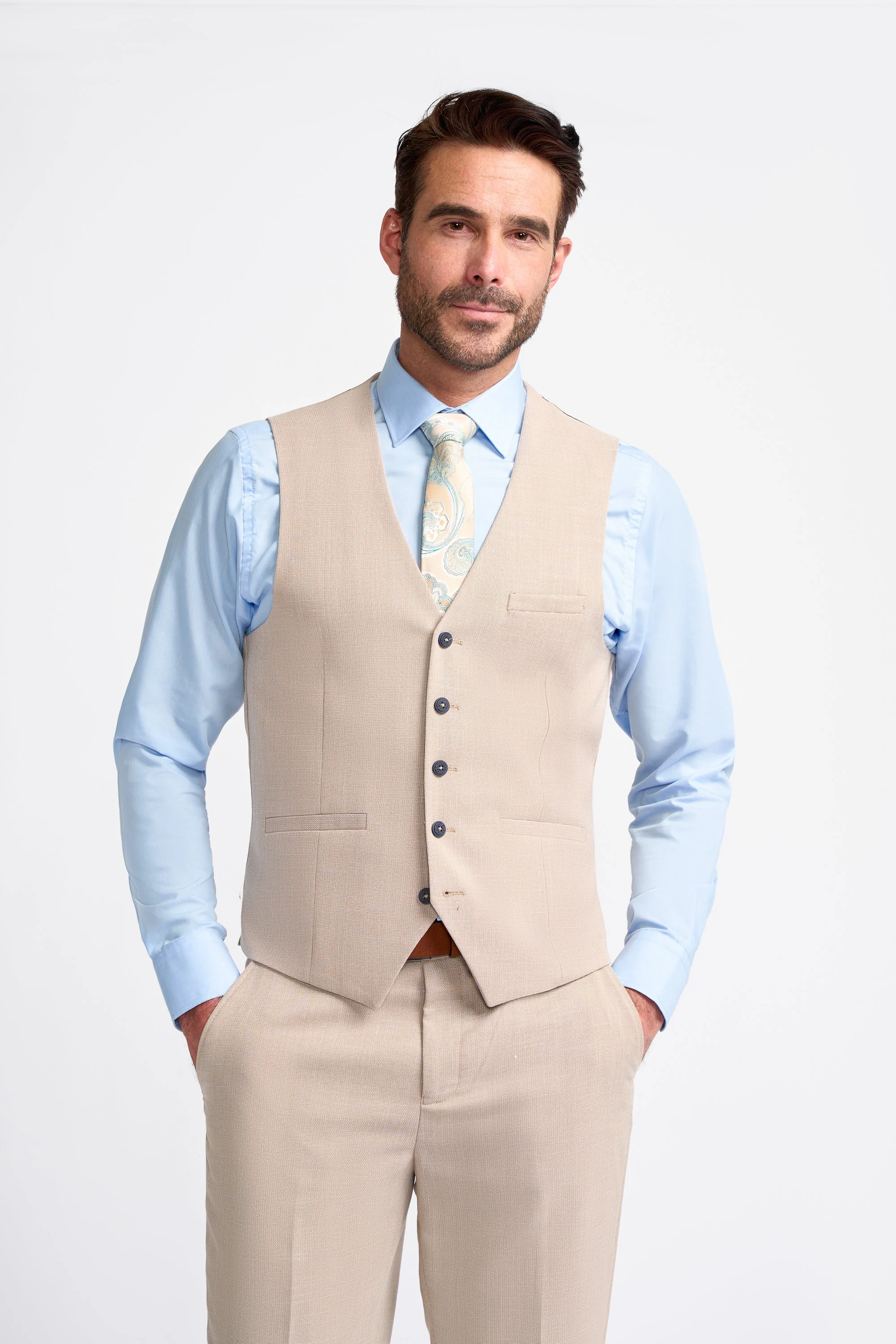 Miami Beige Three Piece Suit - Image 4