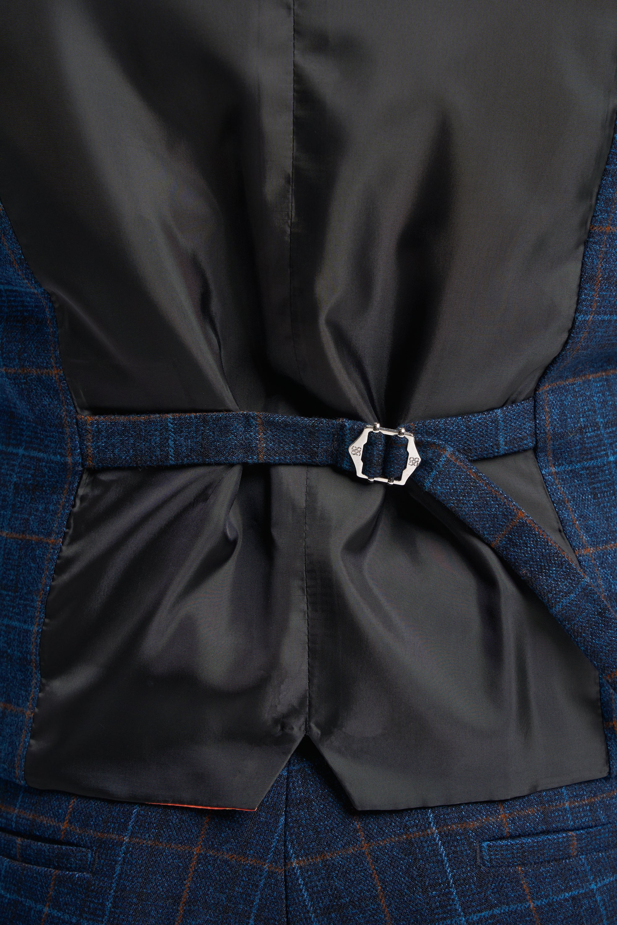 Navy Blue Check Waistcoat - Image 5