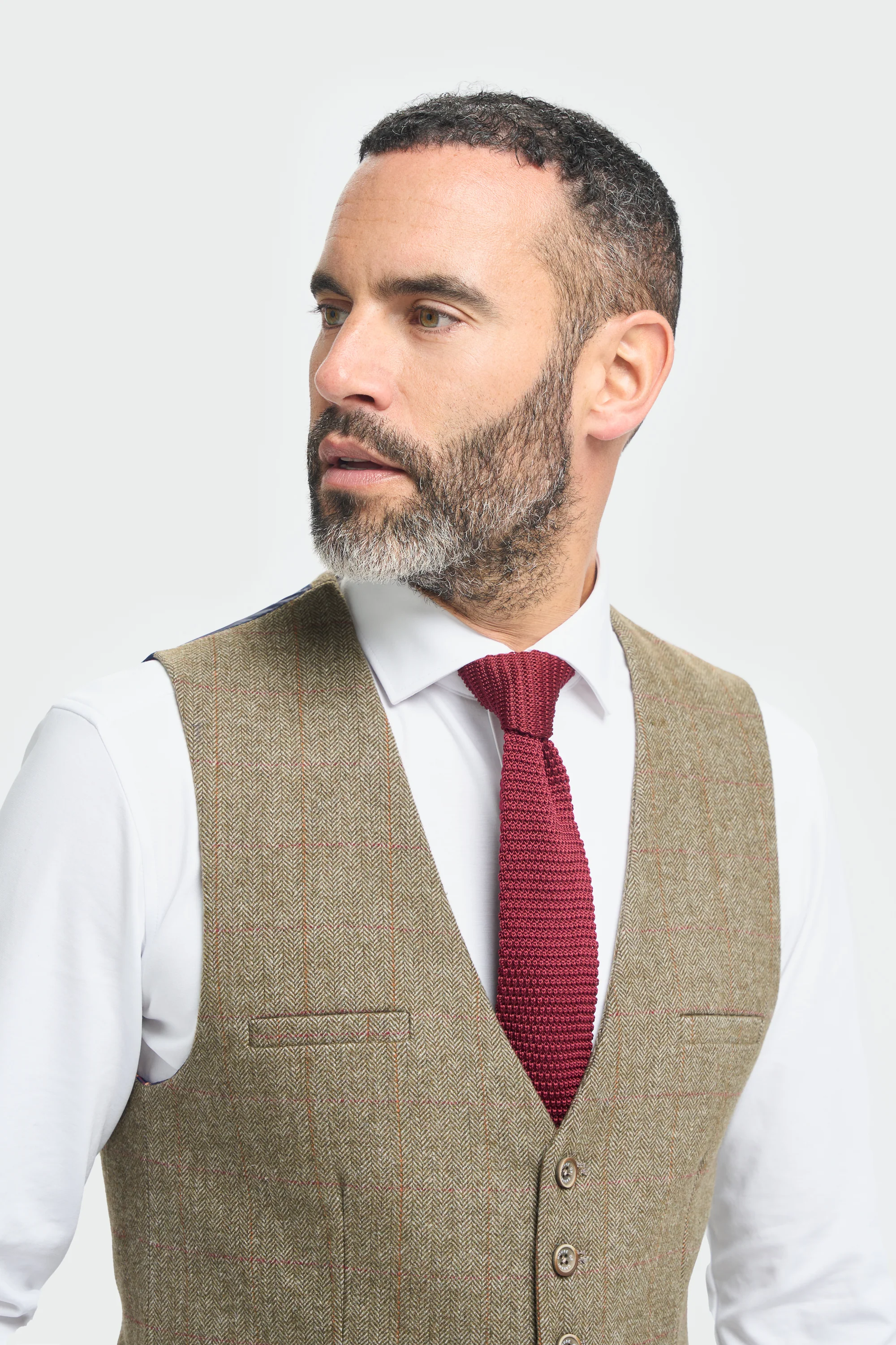 Sage Tweed Check Waistcoat - Image 3
