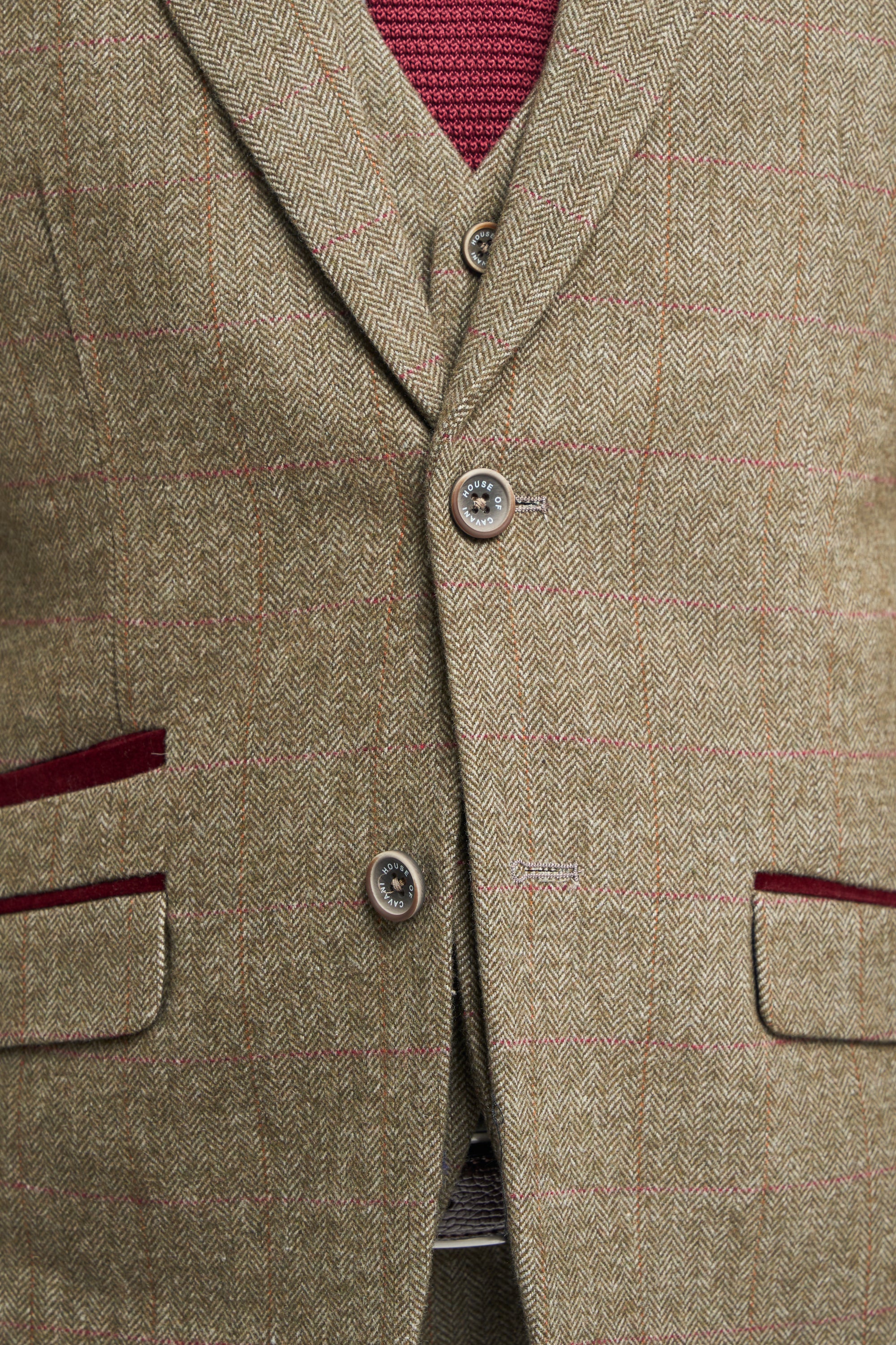 Sage Tweed Check Slim Fit Blazer - Image 4