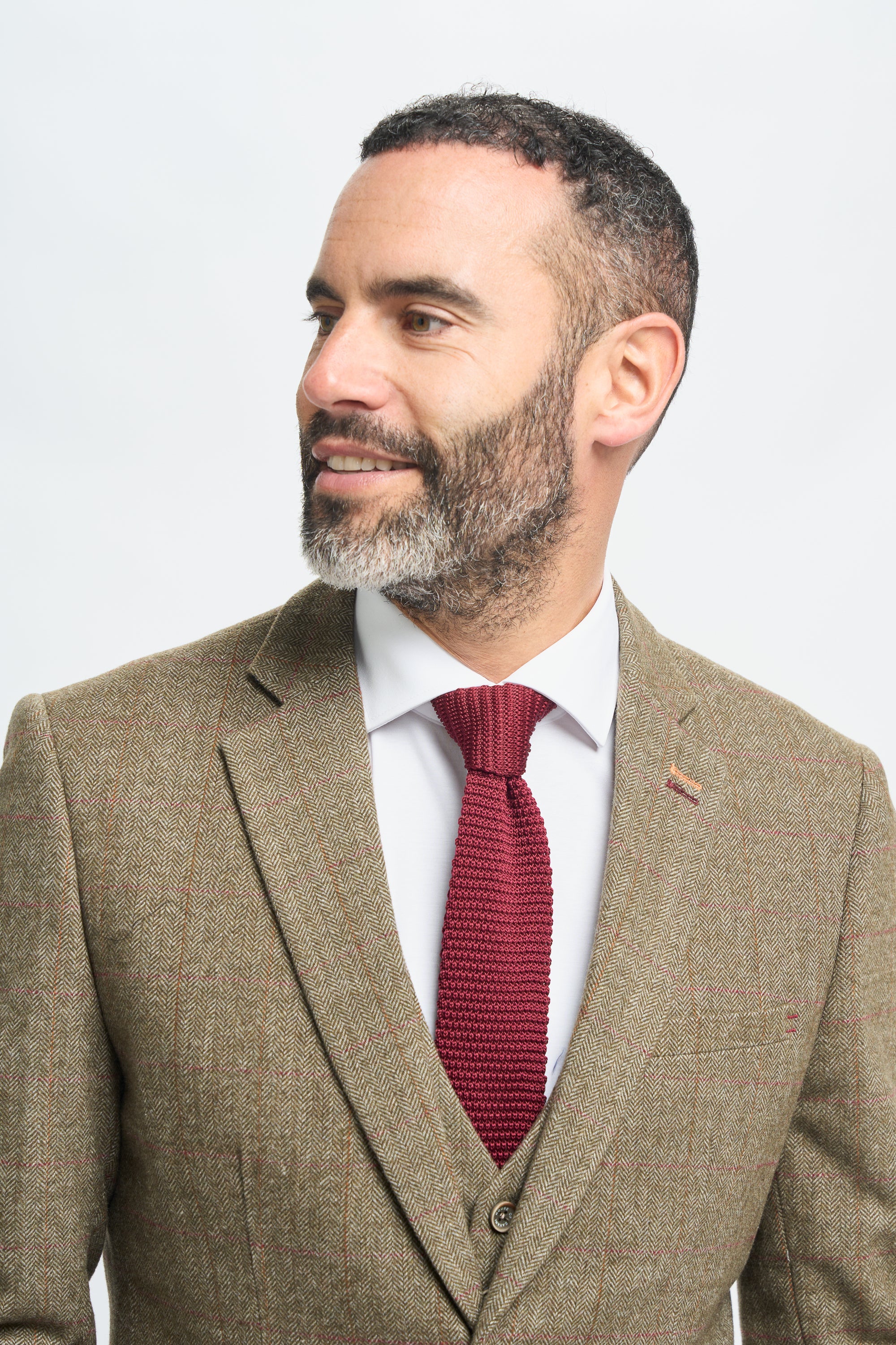 Sage Tweed Check Slim Fit Blazer - Image 3