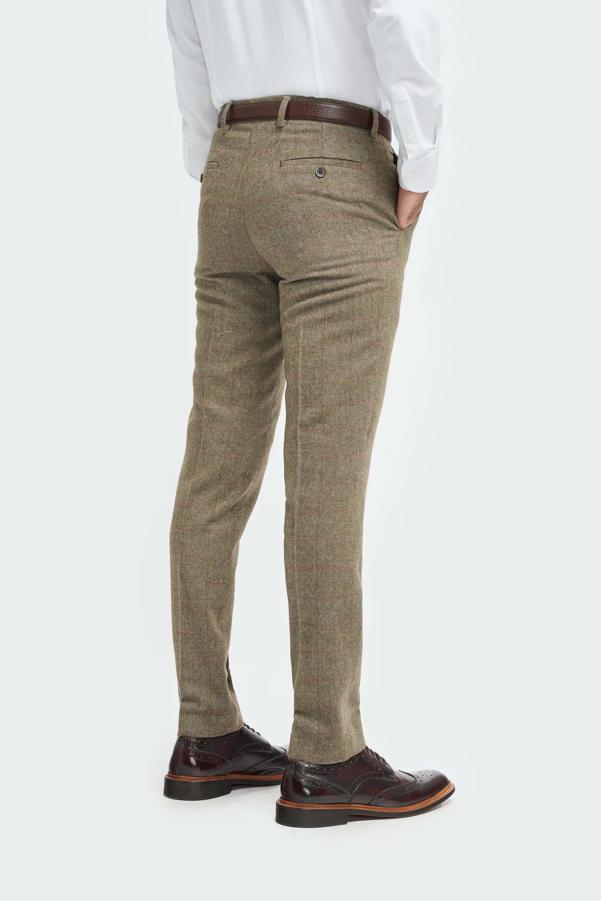 Sage Tweed Check Trousers - Image 3