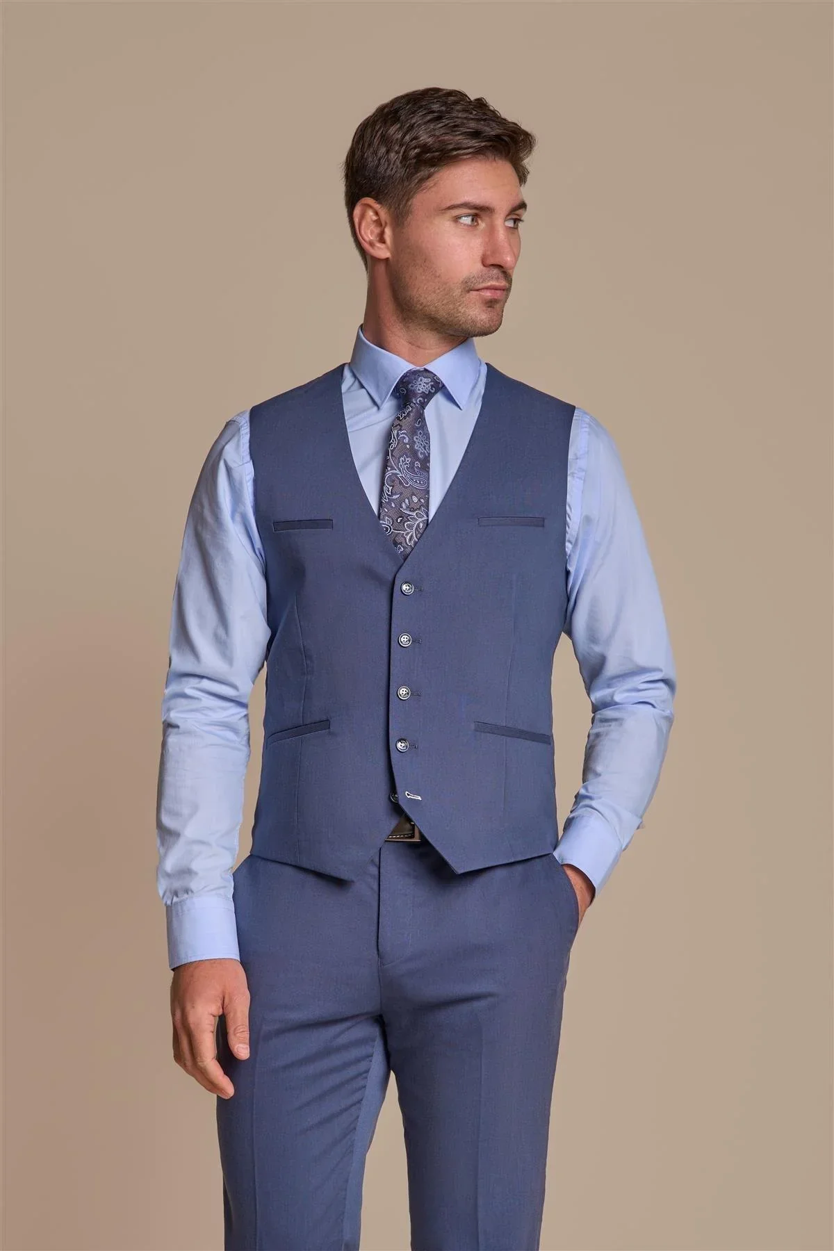 Teal Plain Three Piece Suit - Image 4
